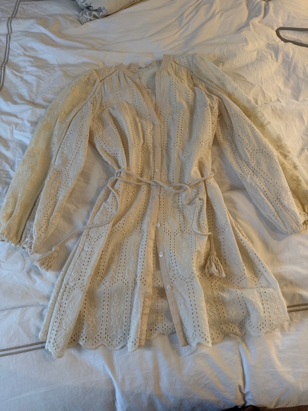 Heartloom Cream Eyelet Crochet Button-Front Swim Coverup